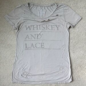 Chaser Brand Whiskey and Lace Distressed Gray Women's Top